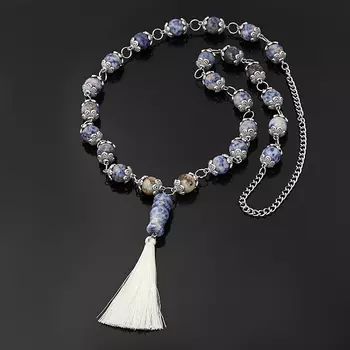 Бусы содалит (биж. сплав, сталь хир., текстиль) (сотуар) длинные 12 мм 82 см