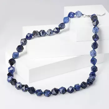 Бусы содалит (биж. сплав, текстиль) огранка 54 см (+4 см)