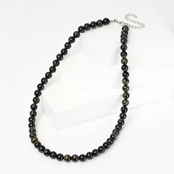 Бусы соколиный глаз (биж. сплав) 8 мм 50 см (+7 см)