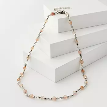 Бусы солнечный камень (биж. сплав, сталь хир.) 7 мм 45 см (+7 см)