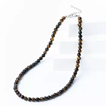 Бусы тигрово-соколиный глаз (биж. сплав) 6 мм 46 см (+7 см)