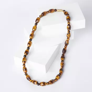 Бусы тигровый глаз 6 мм 47 см (биж. сплав)