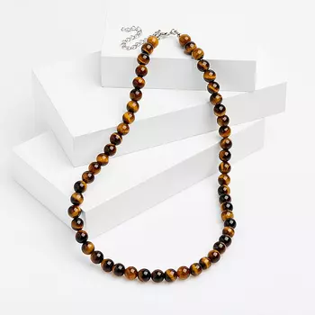 Бусы тигровый глаз (биж. сплав) 8 мм 48 см (+7 см)