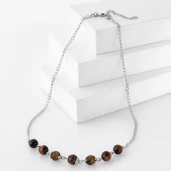 Бусы тигровый глаз (биж. сплав) (колье) 8 мм 46 см (+7 см)