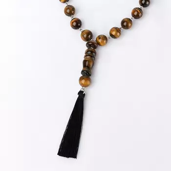 Бусы тигровый глаз (биж. сплав) (сотуар) длинные 12 мм 70 см (+7 см)