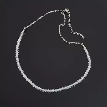 Бусы топаз серебристый (биж. сплав) (колье) огранка 4 мм 48 см (+7 см)