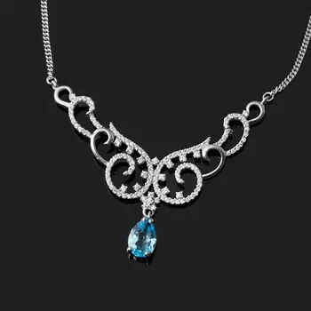 Бусы топаз swiss (серебро 925 пр. родир. бел.) (колье) огранка 45 см (+5 см)