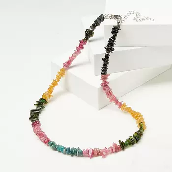 Бусы турмалин (биж. сплав, сталь хир.) 44 см (+7 см)