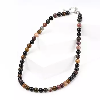 Бусы турмалин (биж. сплав, сталь хир.) 8 мм 47 см (+7 см)