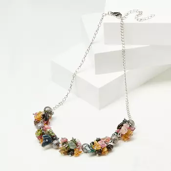 Бусы турмалин (биж. сплав, сталь хир.) (колье) 41 см (+7 см)