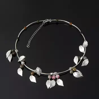 Бусы турмалин (биж. сплав, сталь хир.) (колье) 42 см (+7 см)