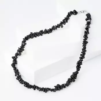 Бусы турмалин черный (шерл) 44 см (биж. сплав)