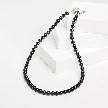 Бусы турмалин черный (шерл) (биж. сплав) 6 мм 43 см (+7 см)