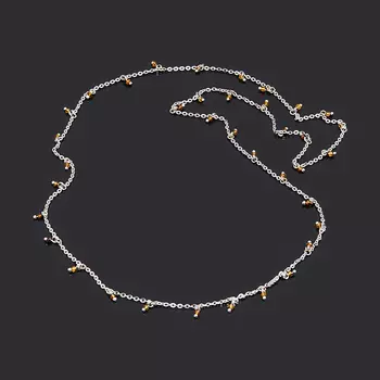 Бусы турмалин длинные огранка 3 мм 75 см (сталь хир., биж. сплав)