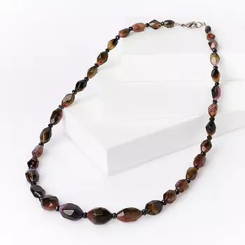 Бусы турмалин огранка 55 см (биж. сплав)