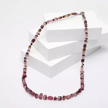 Бусы турмалин полихромный 53 см (биж. сплав)