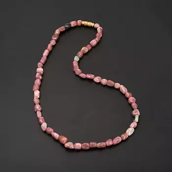 Бусы турмалин розовый (рубеллит) 45 см (биж. сплав)