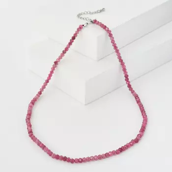 Бусы турмалин розовый (рубеллит) (биж. сплав родир. бел.) огранка 4 мм 40 см (+4 см)