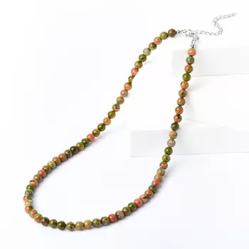 Бусы унакит (биж. сплав) 6 мм 46 см (+7 см)