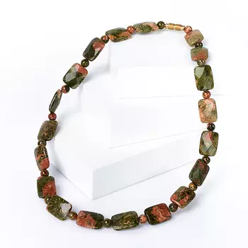 Бусы унакит огранка 46 см (биж. сплав)