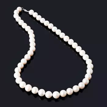 Бусы жемчуг белый (серебро 925 пр.) 9 мм 52 см