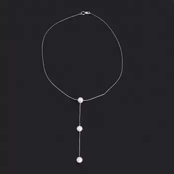 Бусы жемчуг белый (серебро 925 пр. родир. бел.) (колье) 8 мм 43 см