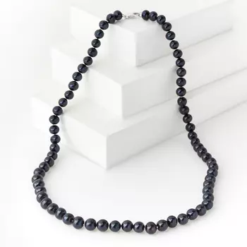 Бусы жемчуг черный (биж. сплав) 7 мм 50 см