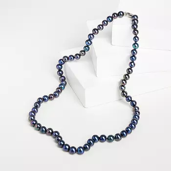 Бусы жемчуг черный (биж. сплав) 7 мм 51 см