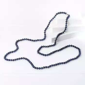 Бусы жемчуг черный (биж. сплав) длинные 7 мм 128 см