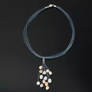 Бусы жемчуг (колье) 47 см (текстиль, биж. сплав)