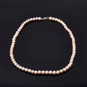 Бусы жемчуг лавандовый 8 мм 52 см (биж. сплав)