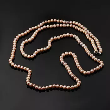 Бусы жемчуг лавандовый (биж. сплав) длинные 7 мм 130 см