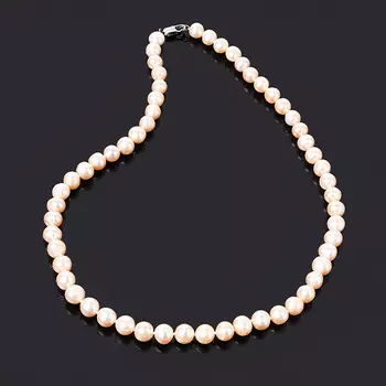 Бусы жемчуг персиковый 8 мм 45 см (биж. сплав)