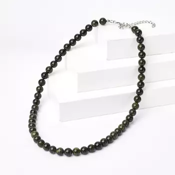 Бусы змеевик (биж. сплав, сталь хир.) 8 мм 44 см (+7 см)