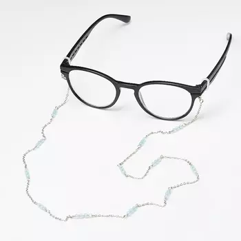 Цепь для очков аквамарин (биж. сплав, сталь хир.)