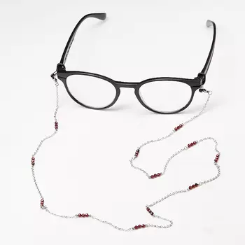 Цепь для очков гранат альмандин (биж. сплав, сталь хир.) огранка