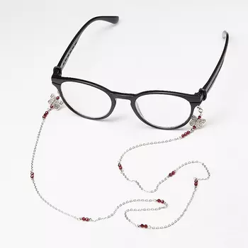 Цепь для очков гранат альмандин (биж. сплав, сталь хир.) огранка