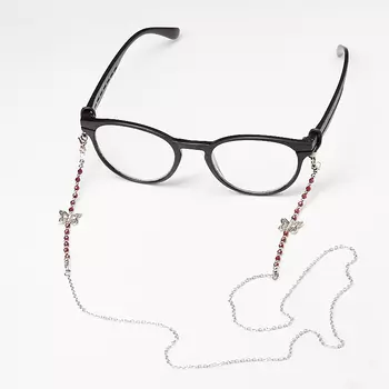 Цепь для очков гранат альмандин (биж. сплав, сталь хир.) огранка