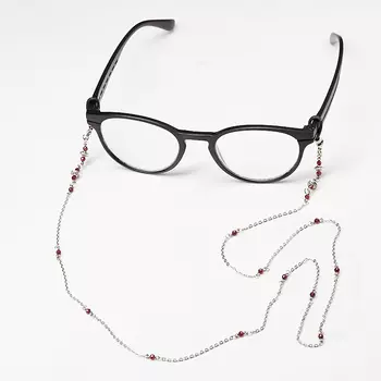 Цепь для очков гранат альмандин (биж. сплав, сталь хир.) огранка