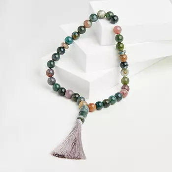 Четки агат моховой (текстиль) 10 мм (33 бусины)