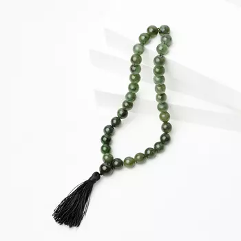 Четки нефрит зеленый (текстиль) 10 мм (32 бусины)