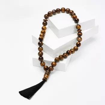 Четки тигровый глаз 12 мм (33 бусины)