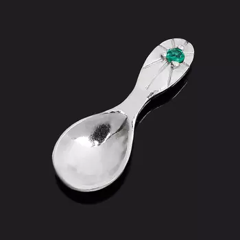 Денежный талисман изумруд (серебро 925 пр. родир. бел.) (ложка-загребушка)