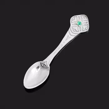 Денежный талисман изумруд (серебро 925 пр. родир. бел.) (ложка-загребушка)