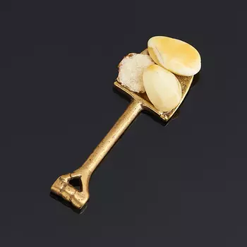 Денежный талисман янтарь (латунь) (лопата денежная)