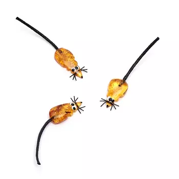 Денежный талисман янтарь (мышь кошельковая) 3-4 см