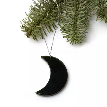 Елочная игрушка нефрит зеленый полумесяц 5 см