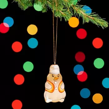 Елочная игрушка селенит снеговик 7 см