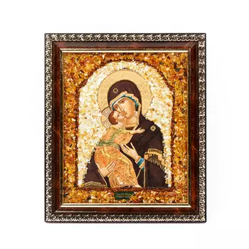 Изображение янтарь Богоматерь Владимирская 14х16,5 см