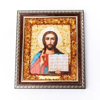 Изображение янтарь Спаситель 13х17 см